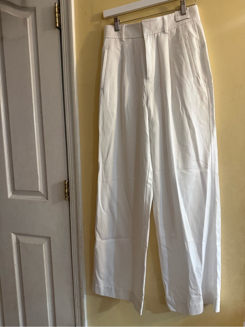 Everlane White Wide-Leg Pleated Pants, 4R